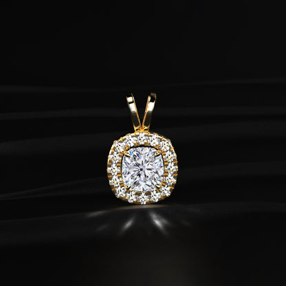 Cushion Diamond Halo Pendant | Earthly Jewels