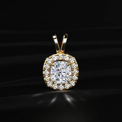 Cushion Diamond Halo Pendant | Earthly Jewels