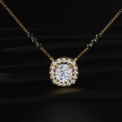 Cushion Diamond Halo Mangalsutra | Earthly Jewels