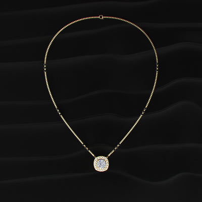 Cushion Diamond Halo Mangalsutra | Earthly Jewels