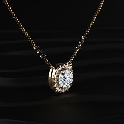Cushion Diamond Halo Mangalsutra | Earthly Jewels