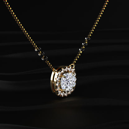 Cushion Diamond Halo Mangalsutra