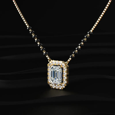Emerald Diamond Halo Mangalsutra | Earthly Jewels