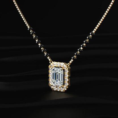 Emerald Diamond Halo Mangalsutra | Earthly Jewels