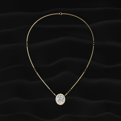 Oval Diamond Halo Mangalsutra | Earthly Jewels