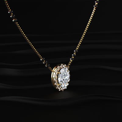Oval Diamond Halo Mangalsutra | Earthly Jewels