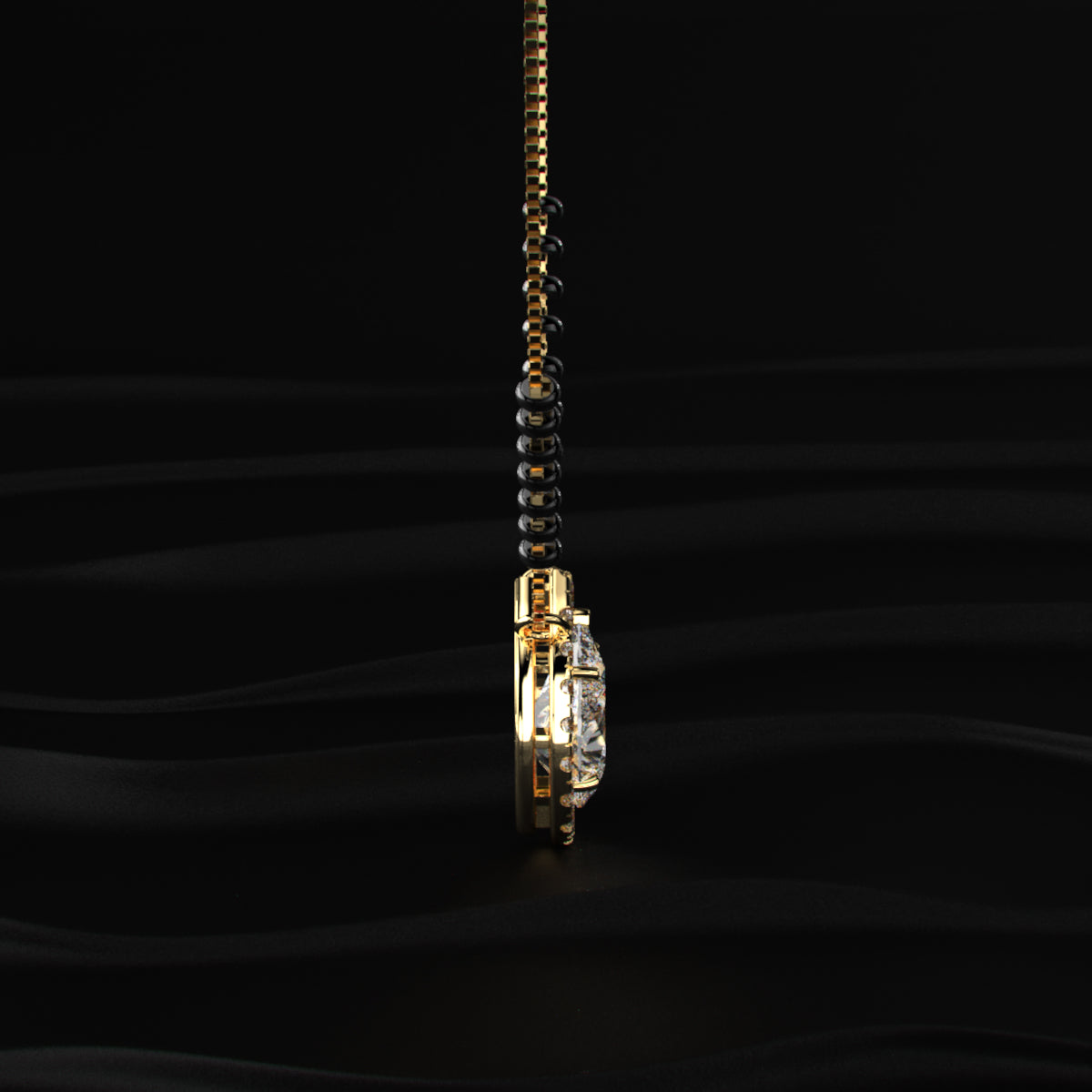 Pear Diamond Halo Mangalsutra | Earthly Jewels