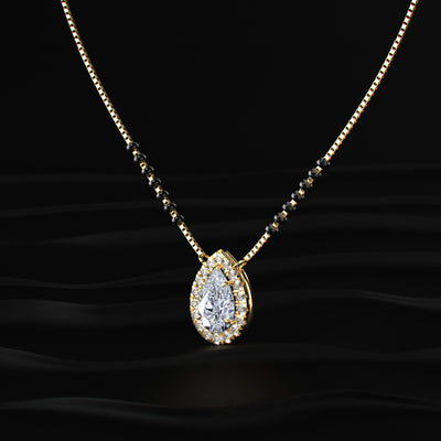 Pear Diamond Halo Mangalsutra | Earthly Jewels