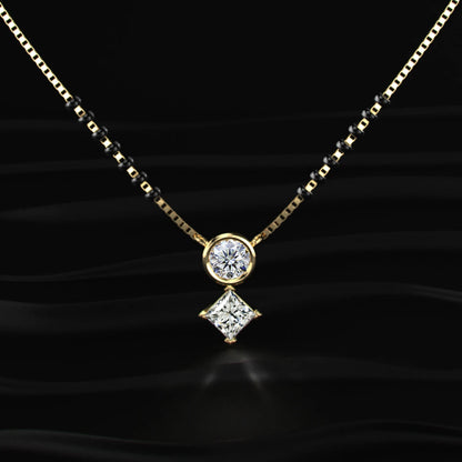Round And Princess Duo Diamond Mangalsutra | Earthly Jewels