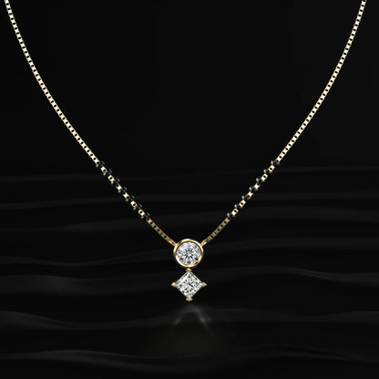 Round And Princess Duo Diamond Mangalsutra | Earthly Jewels