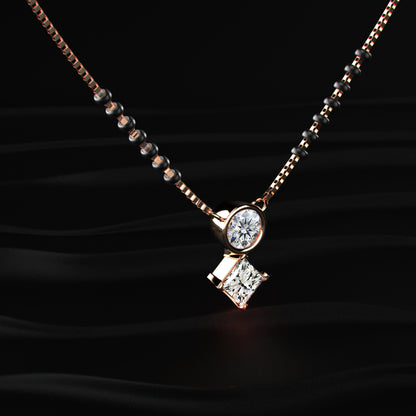 Round And Princess Duo Diamond Mangalsutra
