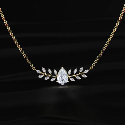Pear Diamond Marquise Leaf Vine Mangalsutra | Earthly Jewels