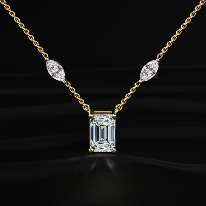 Emerald Cut Diamond Solitaire Necklace