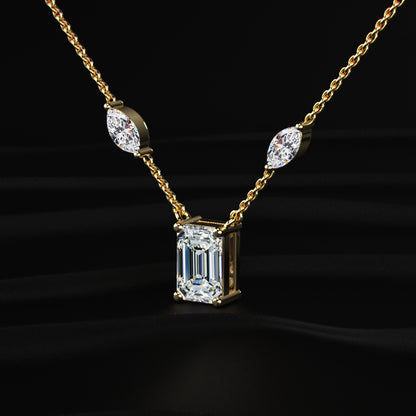 Emerald Cut Diamond Solitaire Necklace