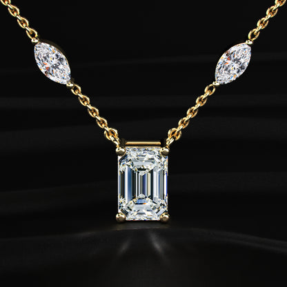 Emerald Cut Diamond Solitaire Necklace