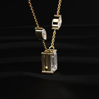 Emerald Cut Diamond Solitaire Necklace | Earthly Jewels