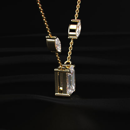 Emerald Cut Diamond Solitaire Necklace