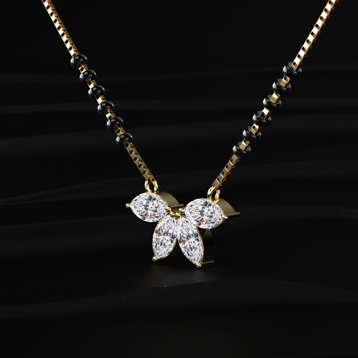 Marquise Diamond Half Flower Mangalsutra | Earthly Jewels
