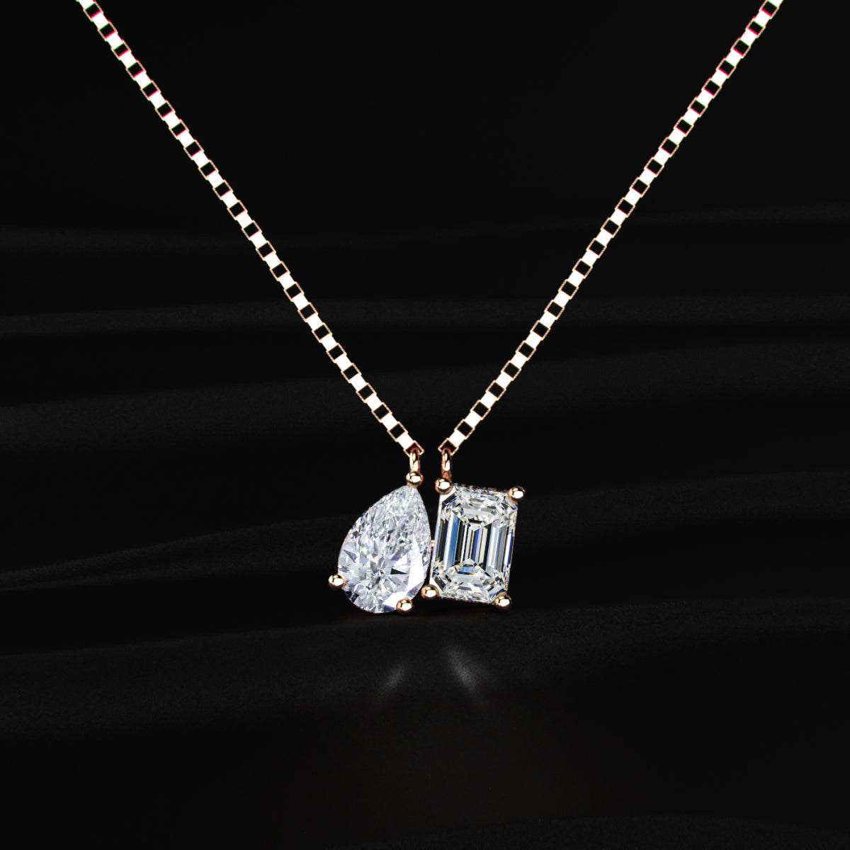 Emerald Pear Toi Et Moi Necklace | Earthly Jewels
