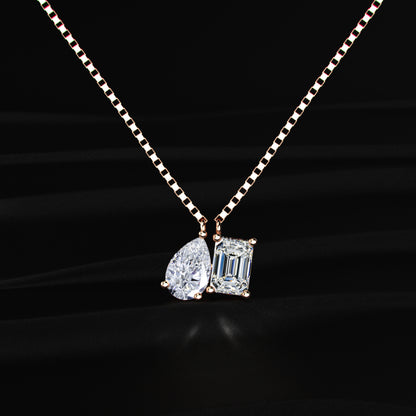 Emerald Pear Toi Et Moi Necklace | Earthly Jewels