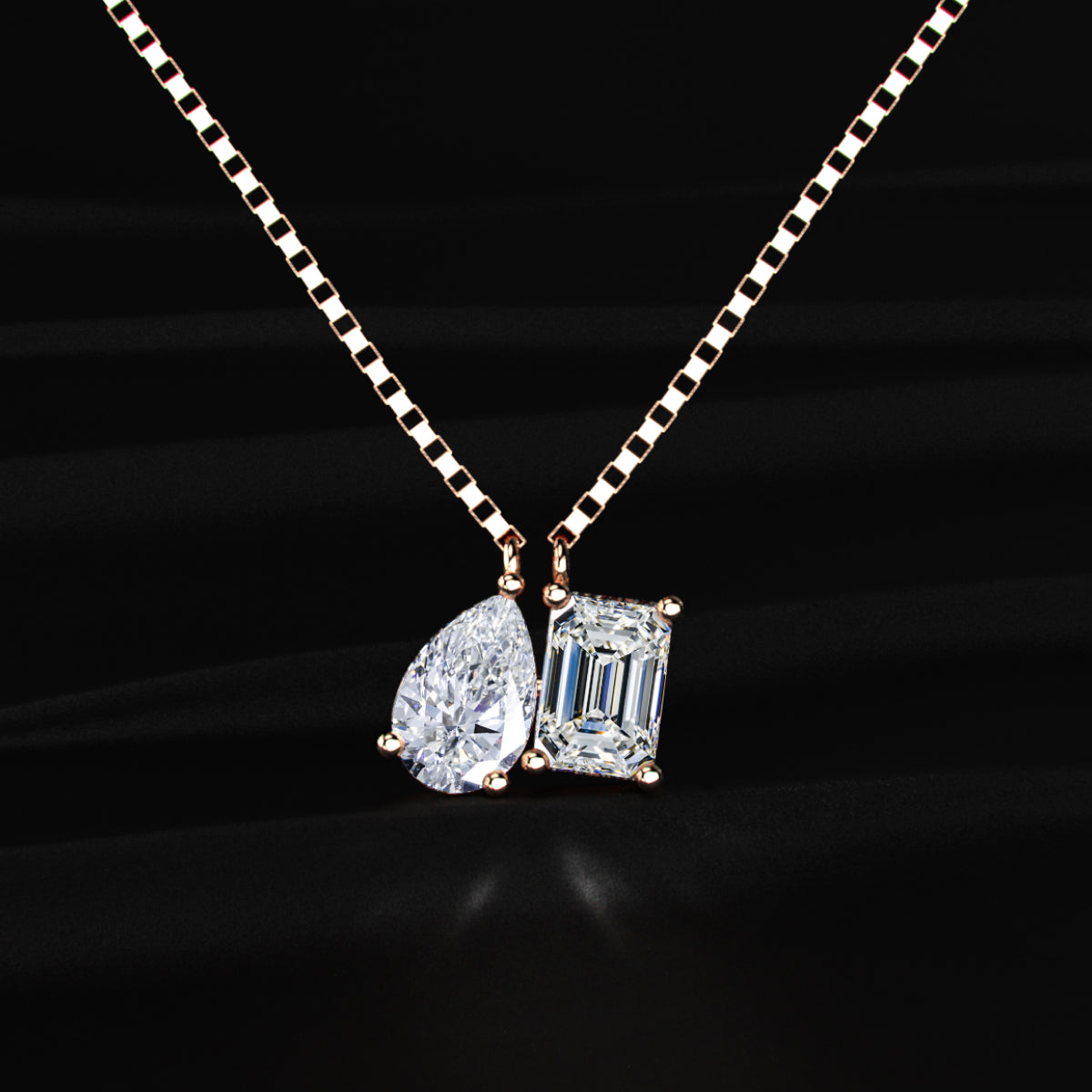 Emerald Pear Toi Et Moi Necklace | Earthly Jewels