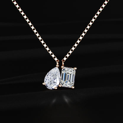 Emerald Pear Toi Et Moi Necklace | Earthly Jewels