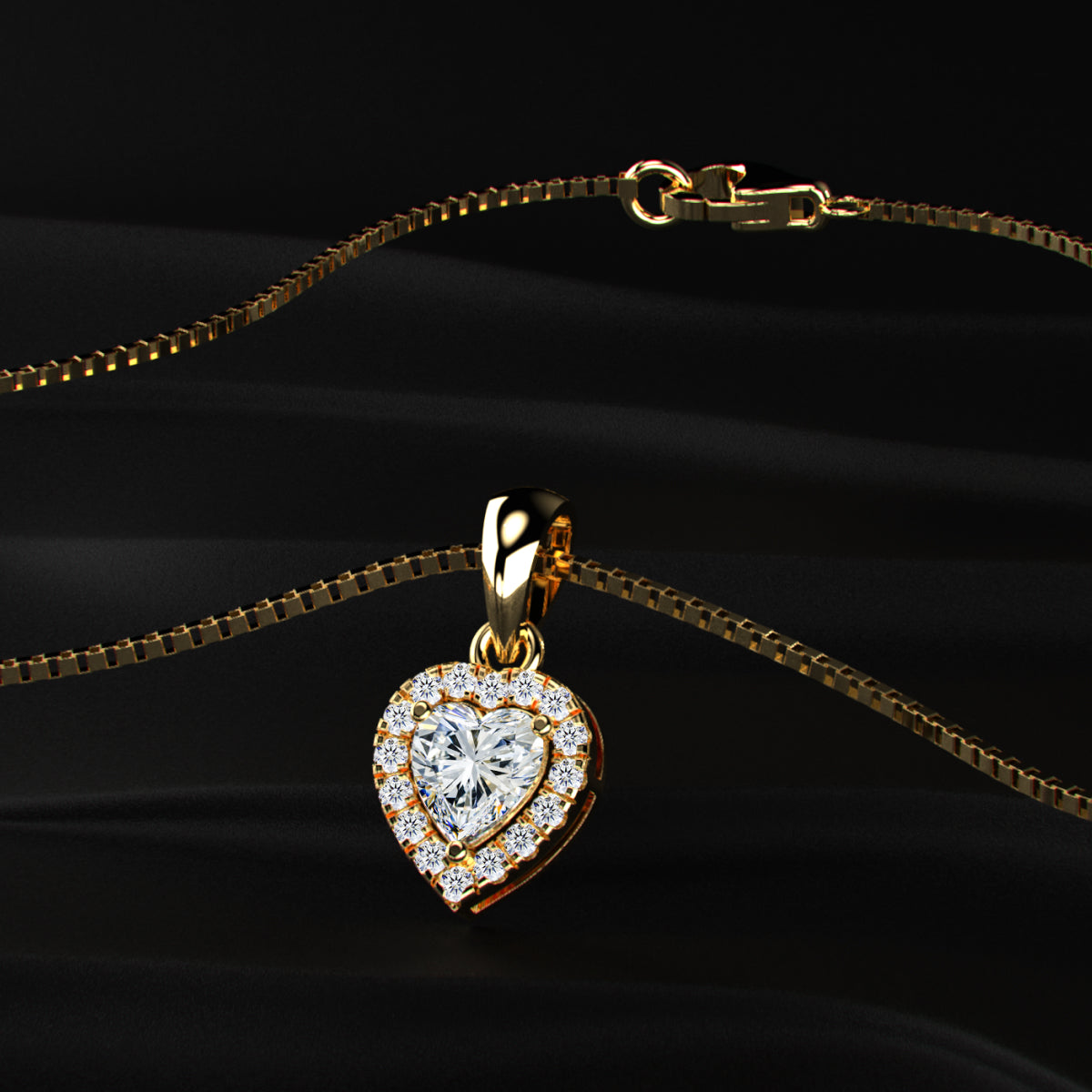 Heart Shaped Diamond Halo Pendant