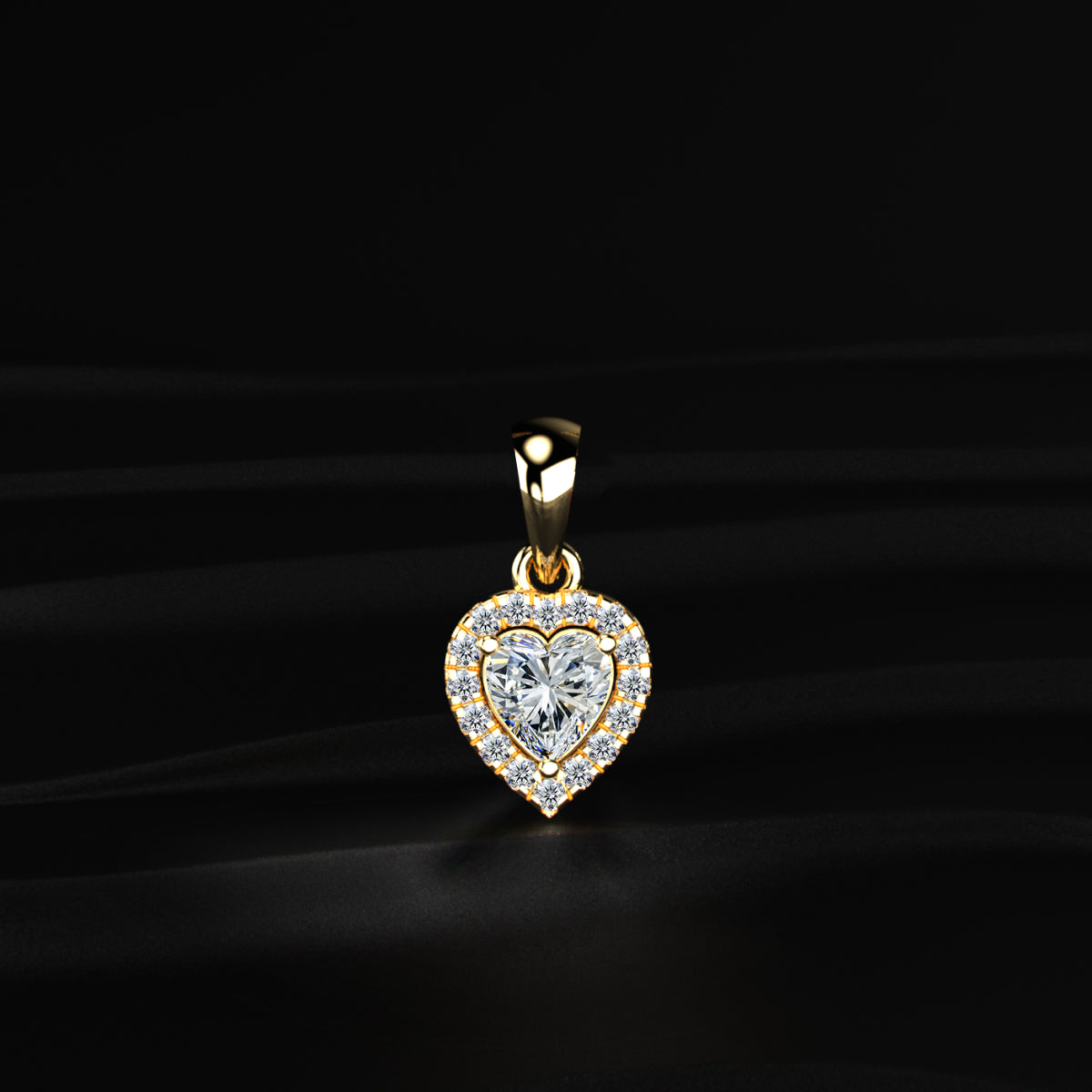Heart Shaped Diamond Halo Pendant