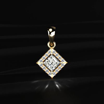 Princess Cut Halo Pendant | Earthly Jewels