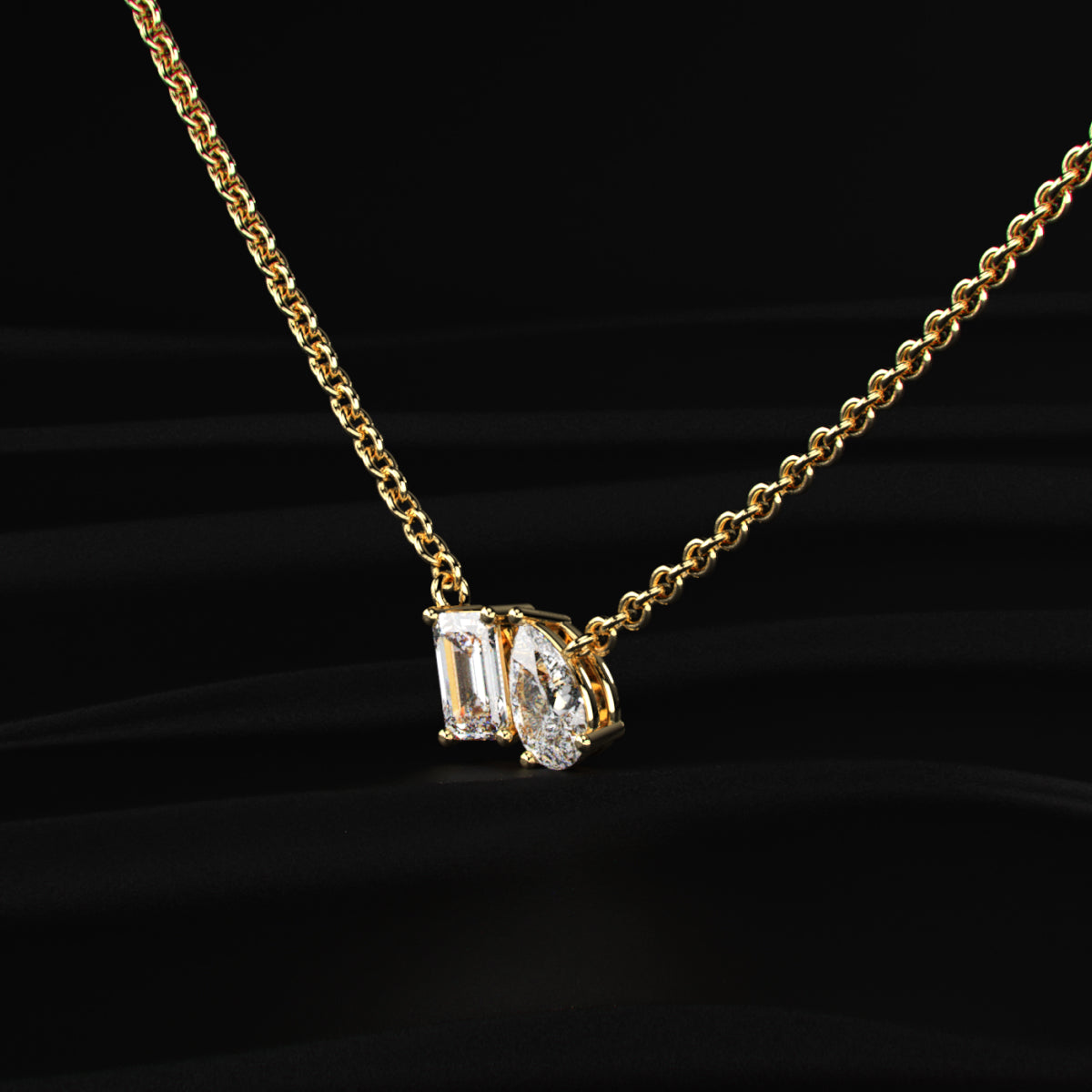 Toi Et Moi Emerald And Pear Necklace | Earthly Jewels
