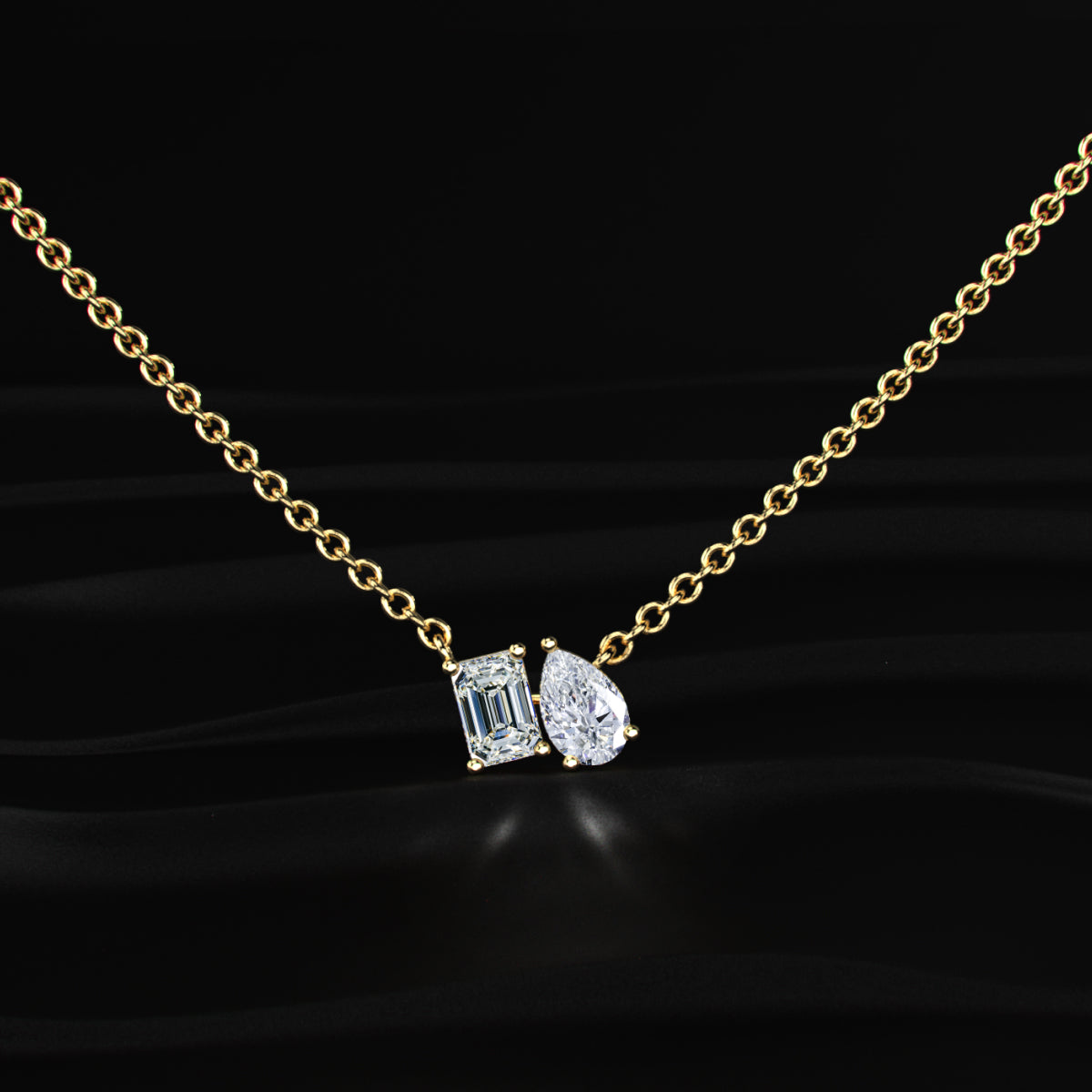 Toi Et Moi Emerald And Pear Necklace | Earthly Jewels