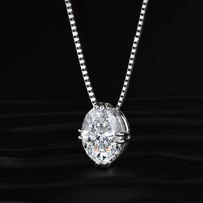 10 Ct Oval Solitaire Pendant With Hidden Halo | Earthly Jewels
