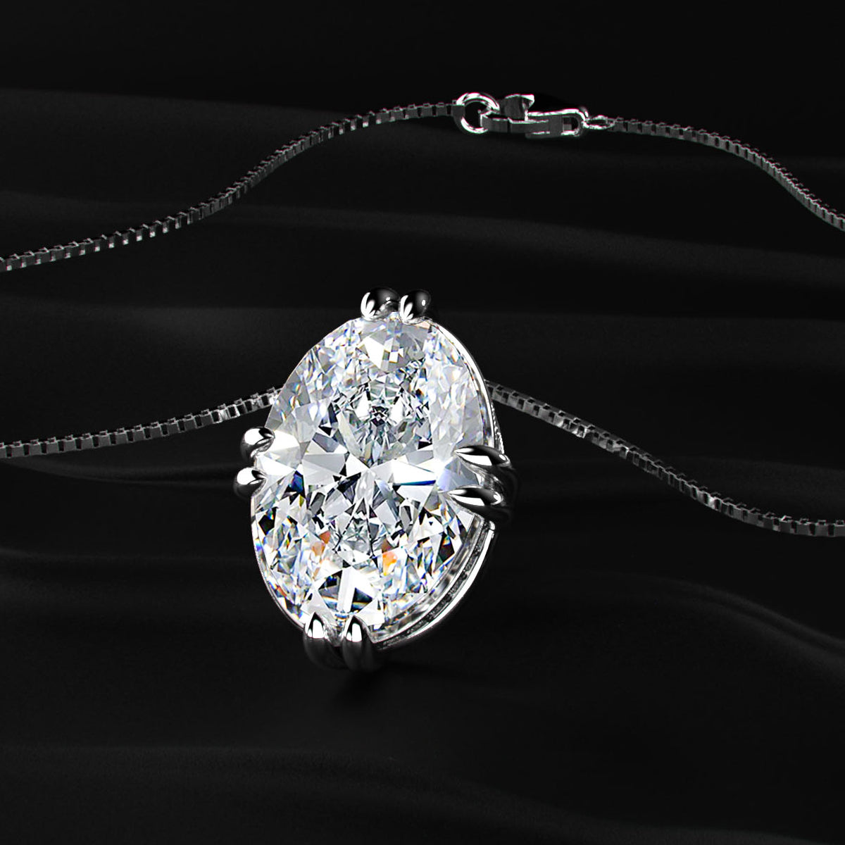 10 Ct Oval Solitaire Pendant With Hidden Halo | Earthly Jewels