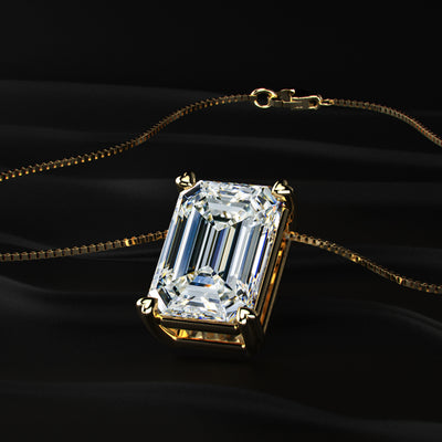 12 Carat Emerald Cut Solitaire Pendent | Earthly Jewels