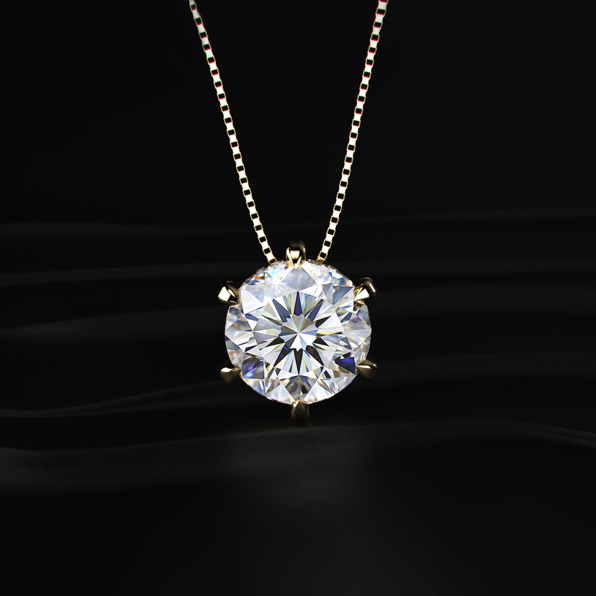 5Ct Round Solitaire Diamond Pendant With Hidden Halo
