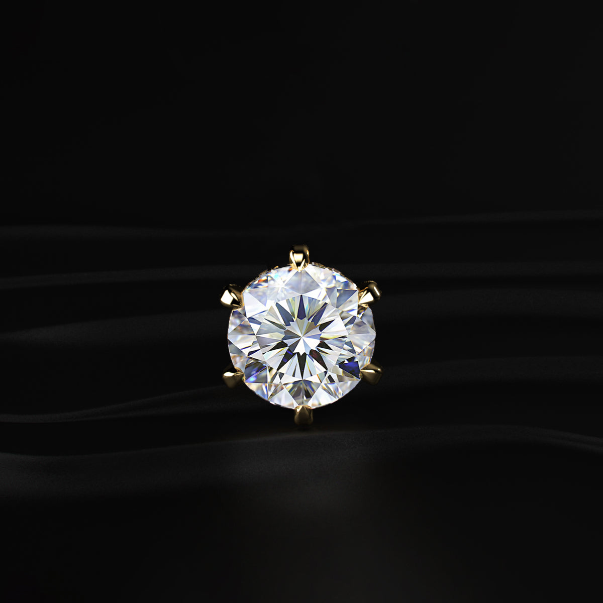 5Ct Round Solitaire Diamond Pendant With Hidden Halo