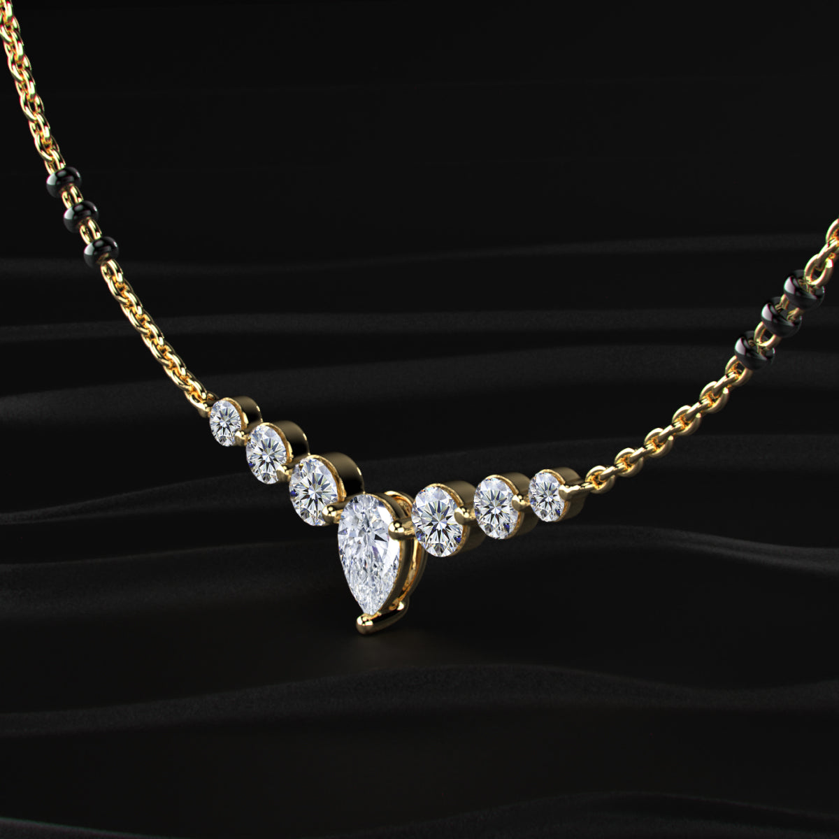 Seven Stone Pendent Mangalsutra | Earthly Jewels
