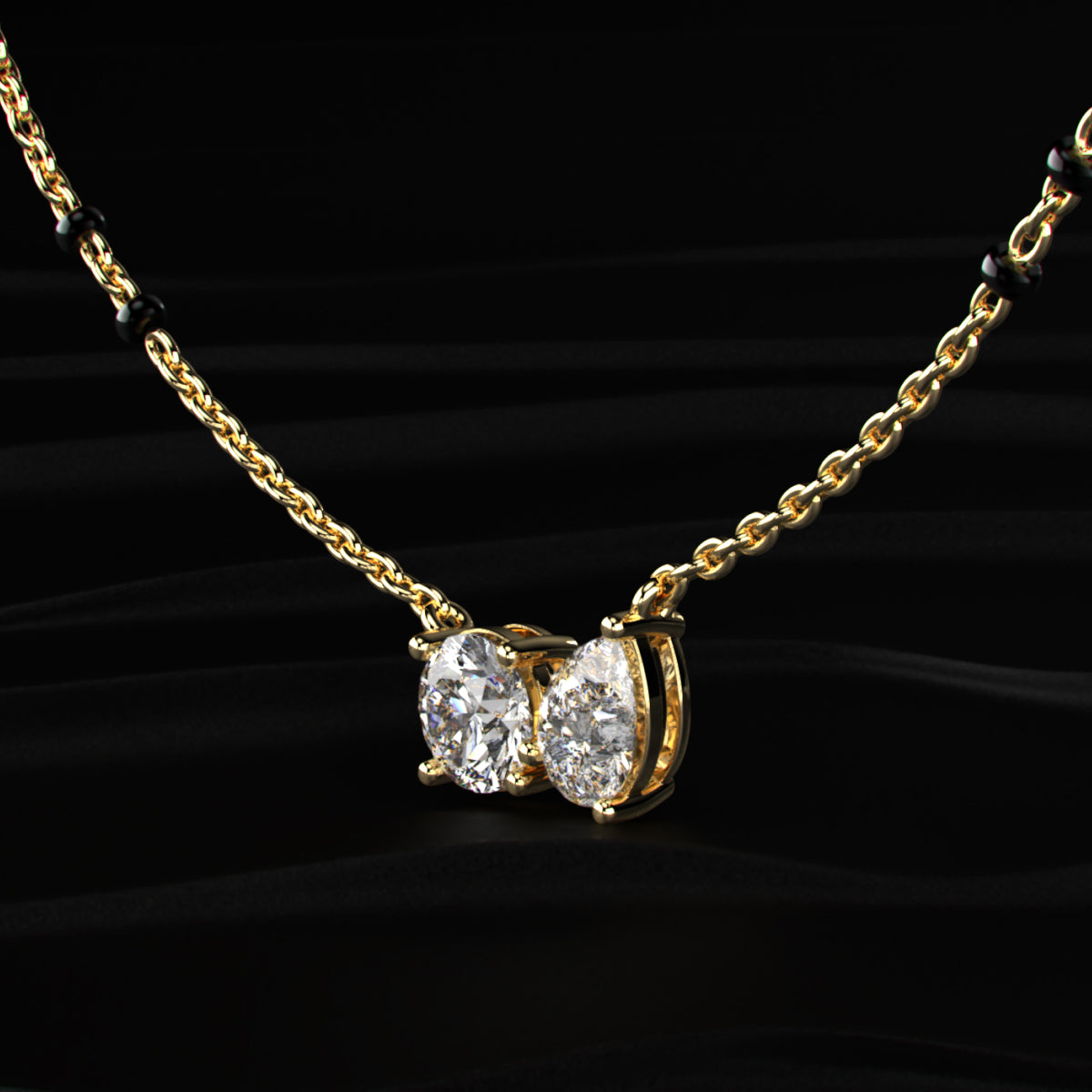 Round & Pear Toi-Et-Moi Mangalsutra | Earthly Jewels