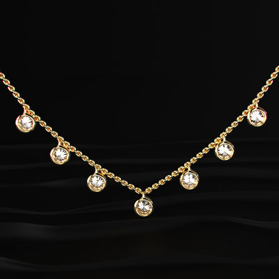 Round Diamond Bezel Drop Station Necklace | Earthly Jewels