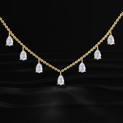 Pear Diamond Station Drop Necklace | Earthly Jewels
