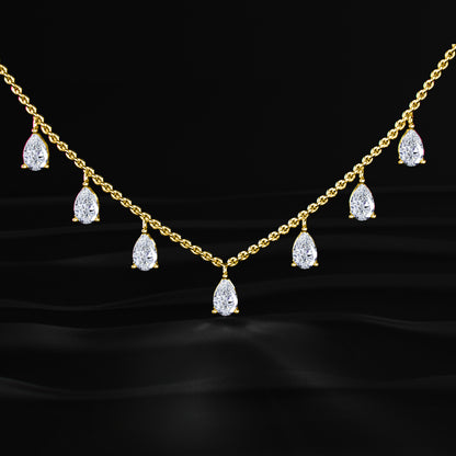 Pear Diamond Station Drop Necklace | Earthly Jewels
