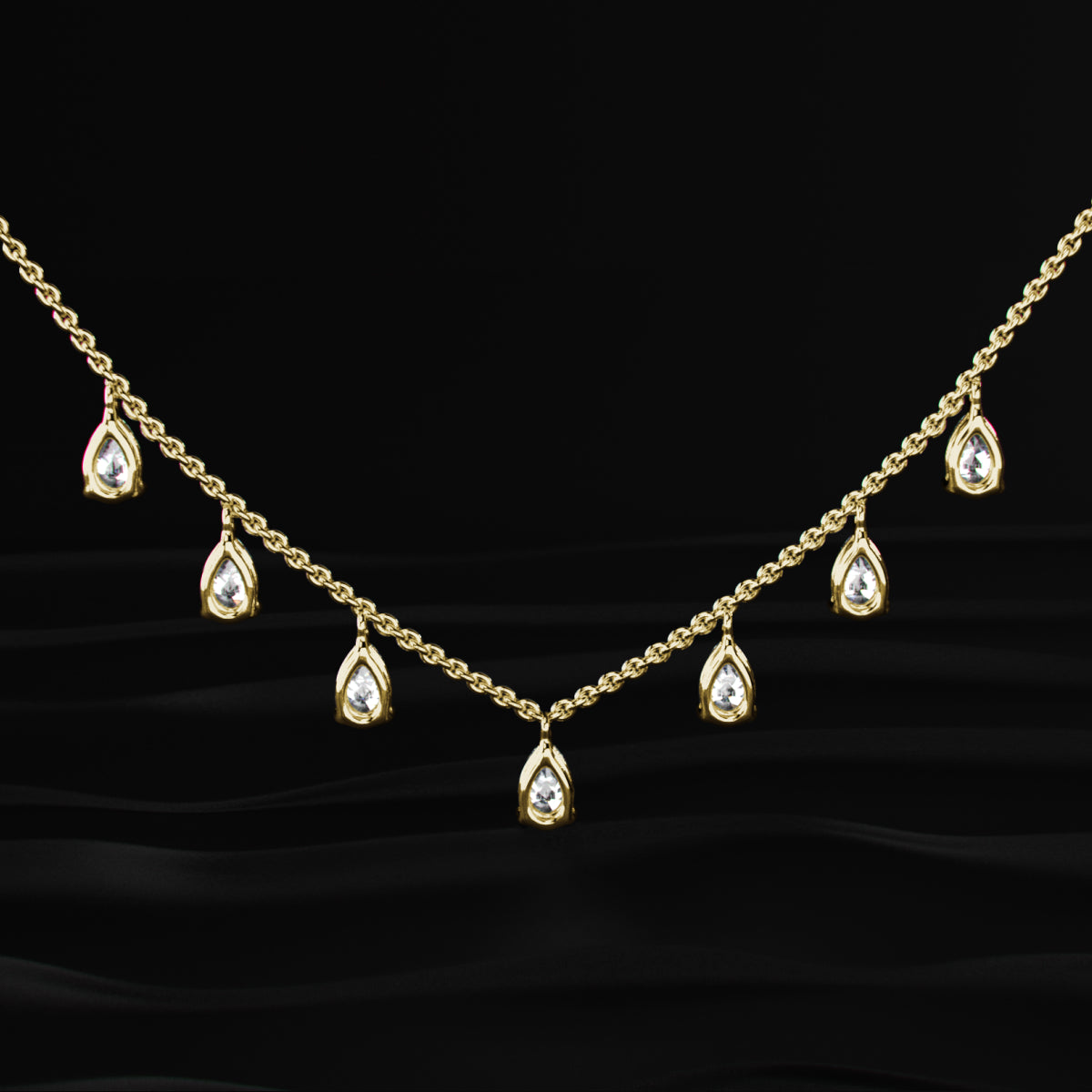 Pear Diamond Station Drop Necklace | Earthly Jewels