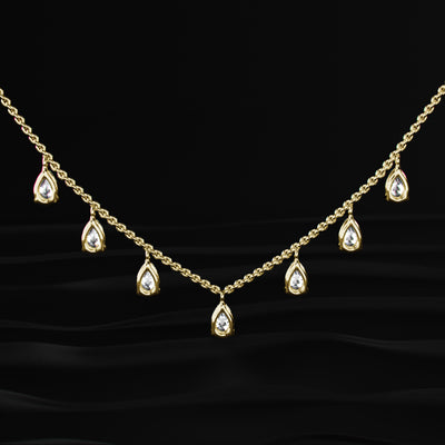 Pear Diamond Station Drop Necklace | Earthly Jewels