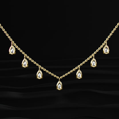 Pear Diamond Station Drop Necklace | Earthly Jewels
