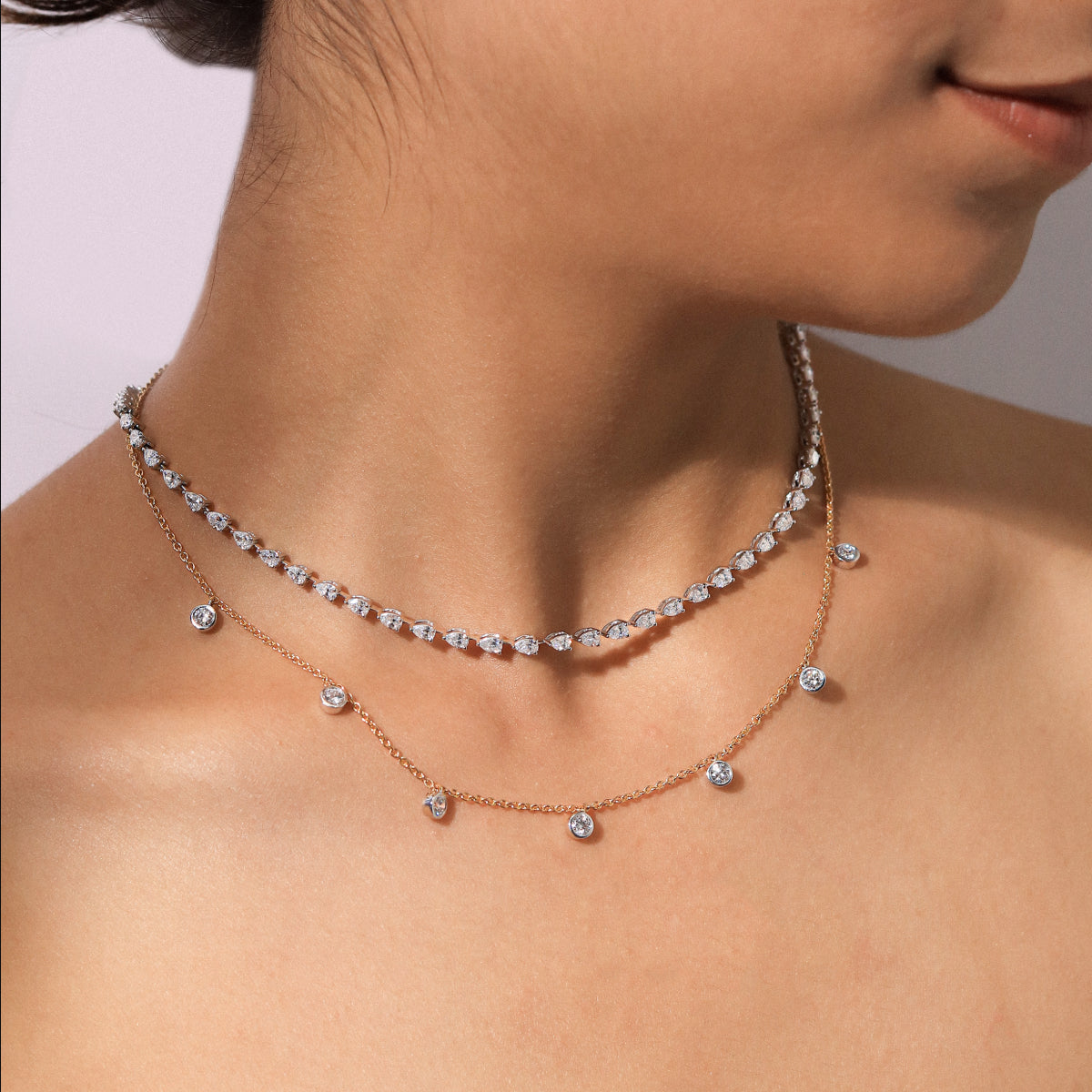 Pear Diamond Tennis Necklace | Earthly Jewels