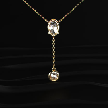 Dual Drop Diamond Y Shaped Necklace | Earthly Jewels