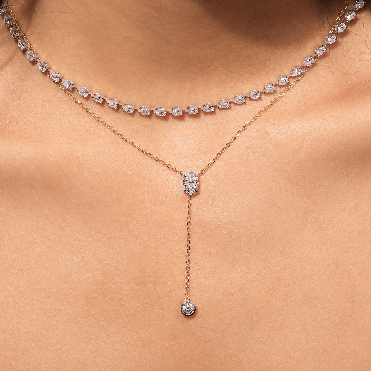 Dual Drop Diamond Y Shaped Necklace | Earthly Jewels