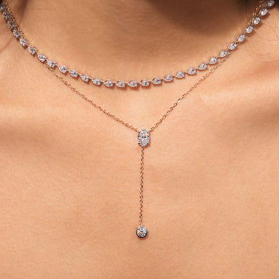Dual Drop Diamond Y Shaped Necklace | Earthly Jewels