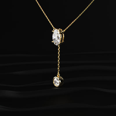Dual Drop Diamond Y Shaped Necklace | Earthly Jewels