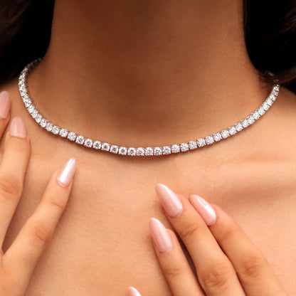 Round Diamond Tennis Necklace | Earthly Jewels